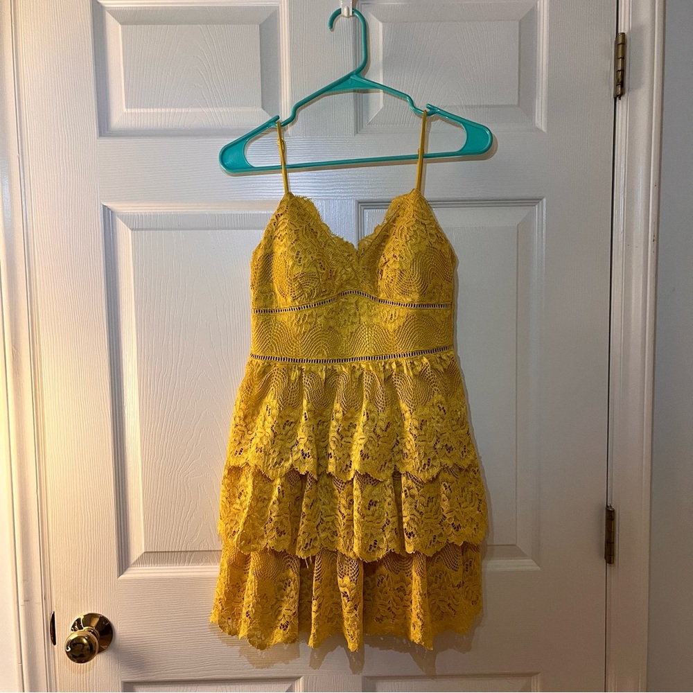 Yellow Lace Cocktail Dress